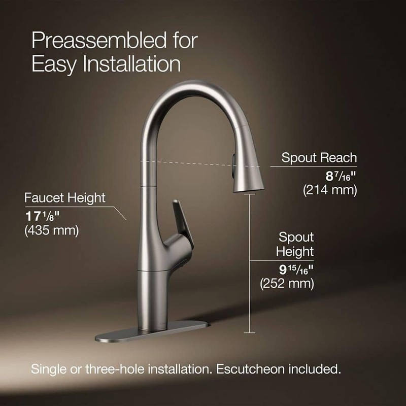 KOHLER Safia PullDown Kitchen Faucet Integrated Soap Dispenser Vibrant Stainless gallery