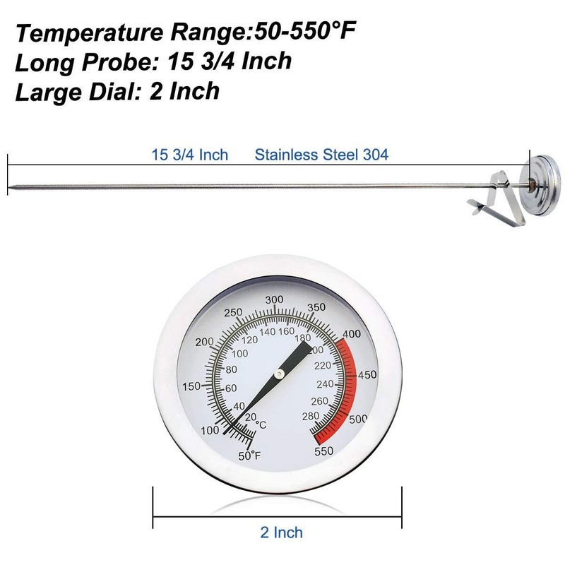 Efeng15“ Long Cooking Thermometer for Oil or Candy 2 Pack with Pot Clip 2" Di... gallery