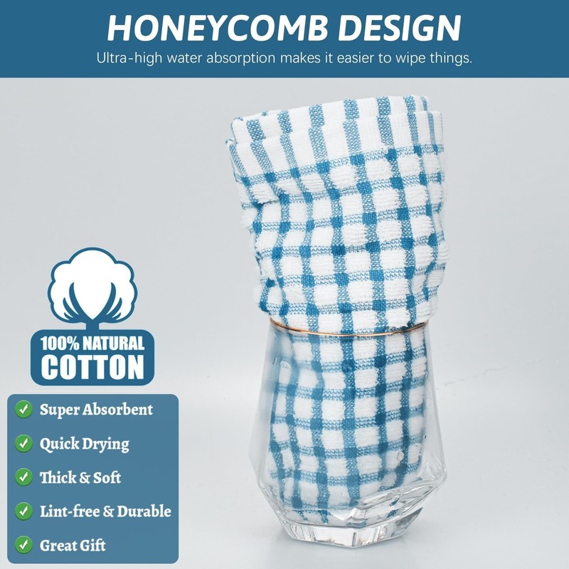8 Pcs Kitchen Dish Rags,100% Cotton Soft Absorbent Quick Drying Dish Cloths for gallery