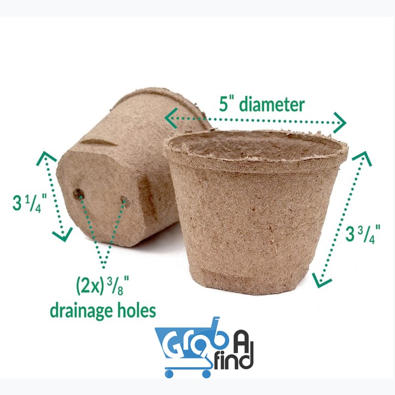 Jiffy 5" Diameter Organic Seed Starting Biodegradable Peat Pots, 6 Pack gallery