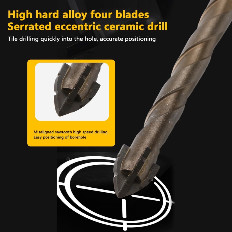 5 Count Four Edged Serrated Eccentric Drill Bit Set,New Four-Flute Sawtooth Ecce gallery