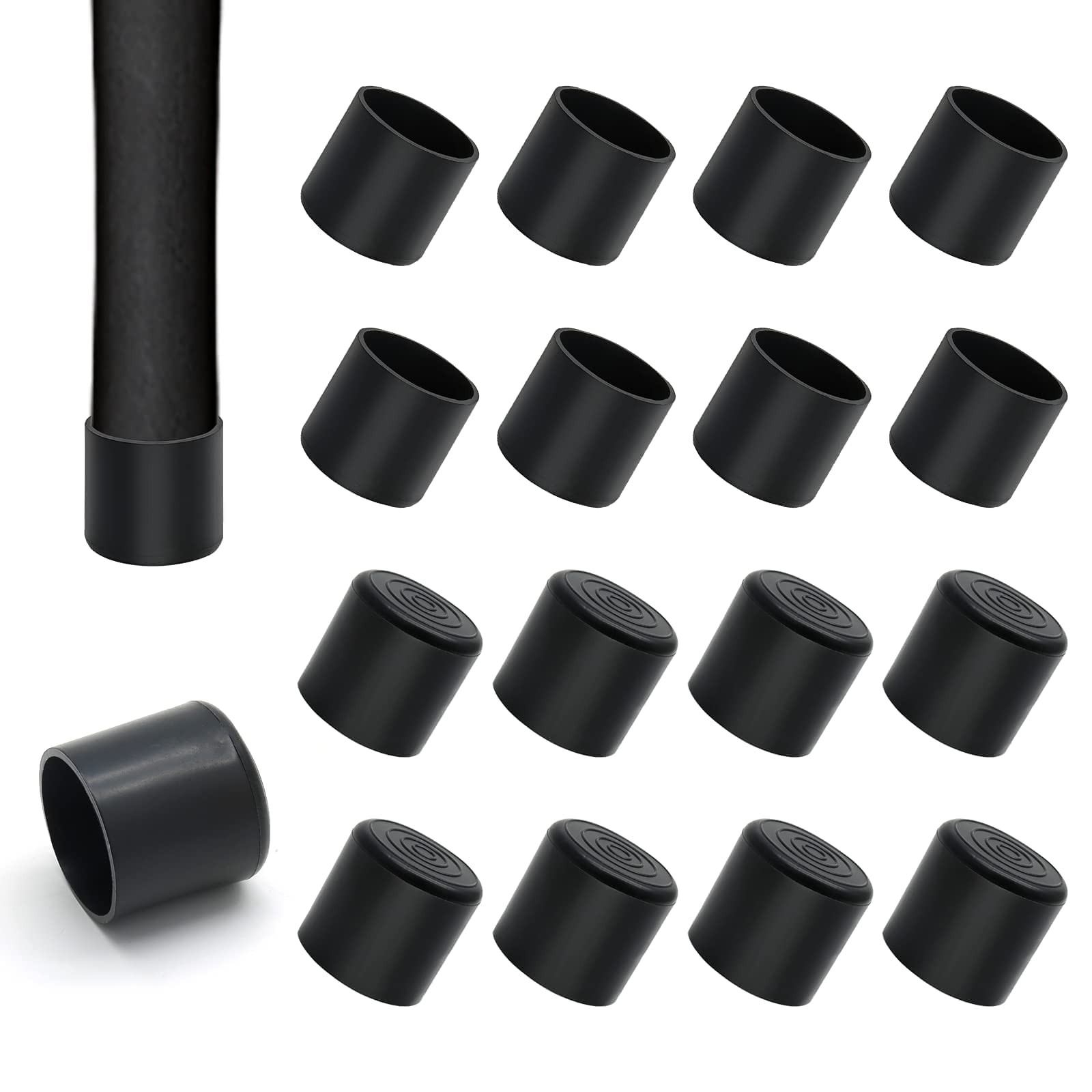 24 Pcs 1 Inch Round Rubber Chair Leg Tips Caps Chair Table Leg Covers gallery