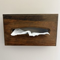 Vintage Solid Wood Wall Mount Tissue Box Kleenex Holder Cover Mid Century Decor