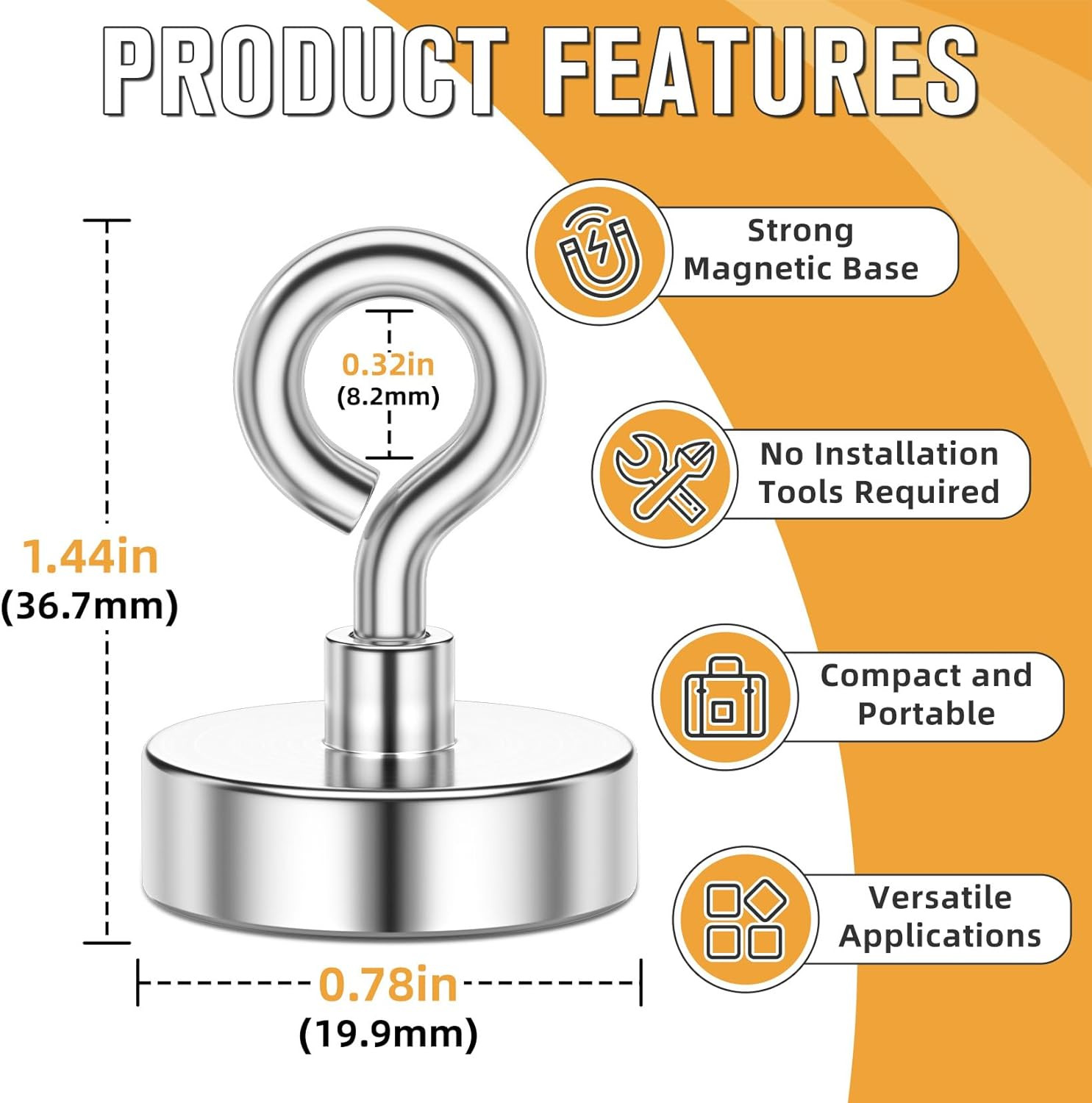 Magnetic Hooks, 20 Pack Sliver Strong Magnetic Hooks Heavy Duty, Magntes for Cru gallery