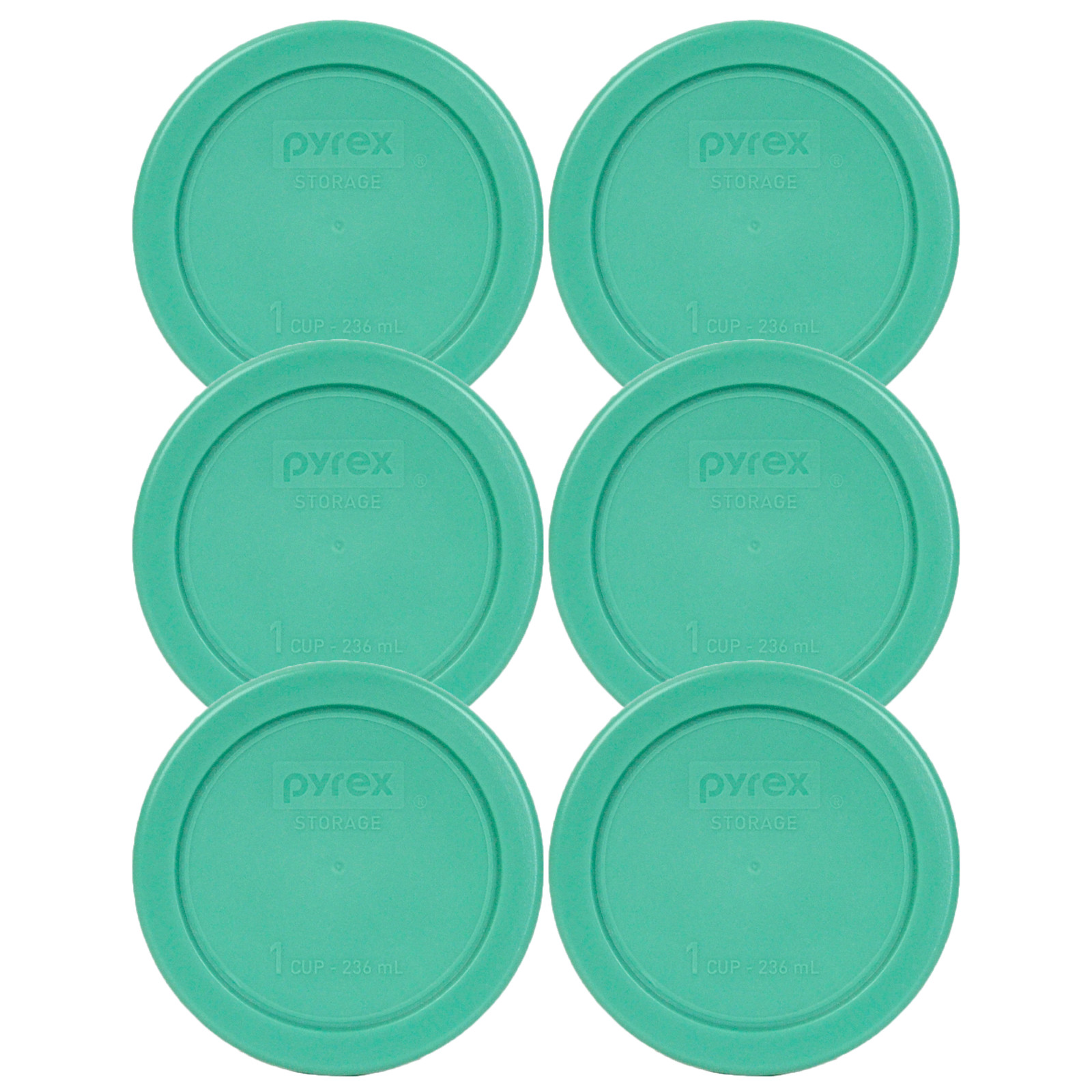 Pyrex 7202-PC 1 Cup Green Round Plastic Lid 6 Pack for 1 Cup Glass Bowl New gallery
