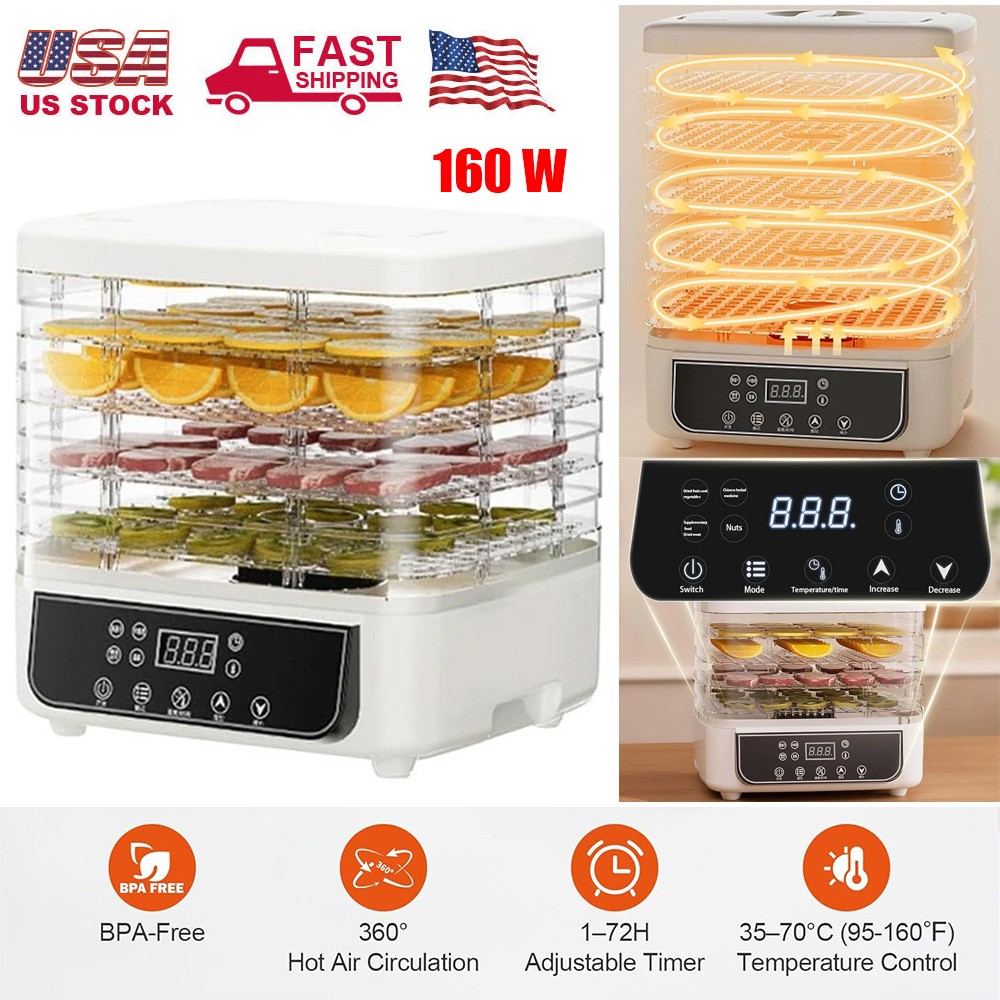 5-Trays Food Dehydrator Machine Adjustable Temperature for Jerky/Fruit/Vegetable gallery
