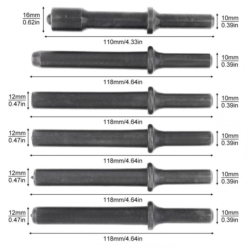 6pcs M3-M8 Steel Solid Rivet Impact Head Bits for Air Chisel Punch Bolt Remover gallery