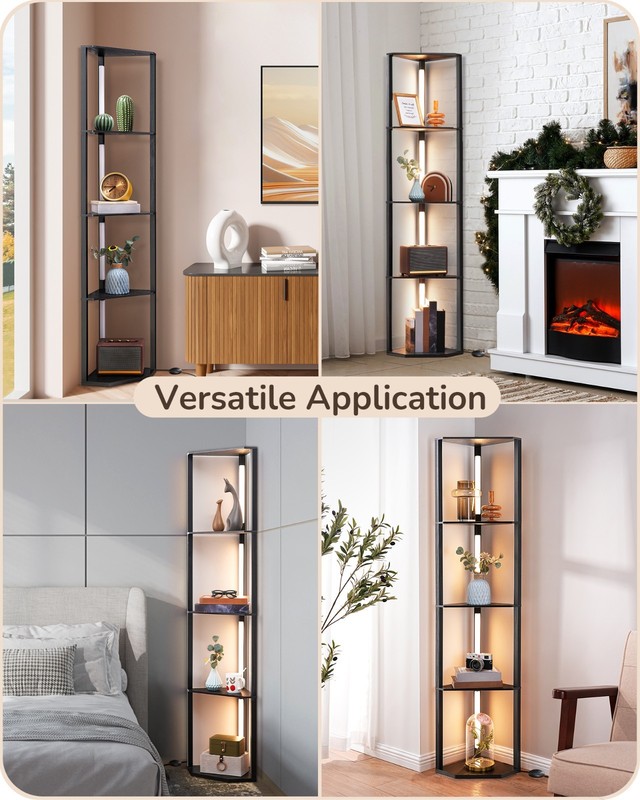 DEWENWILS 64" Corner Display Shelf with Light, Modern Corner Floor Lamp gallery