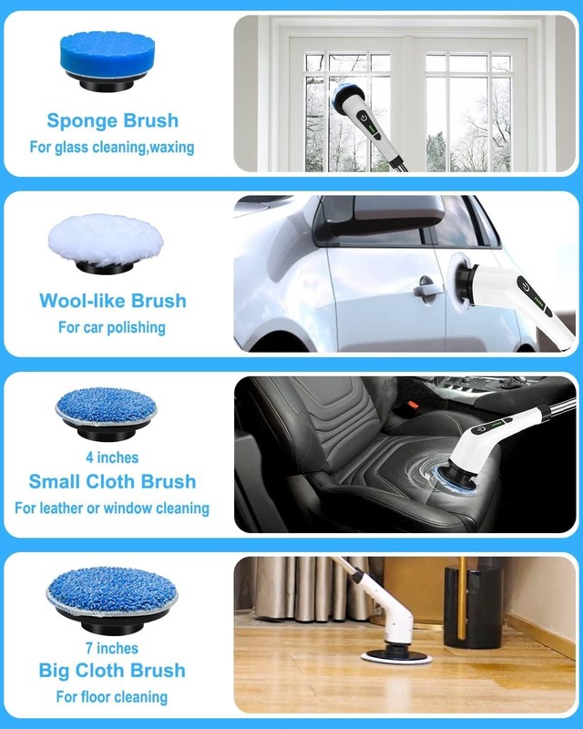 Waterproof Electric Spin Scrubber - Effortless Cleaning with 90 Min Battery Life gallery