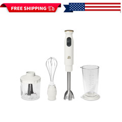 Beautiful 2-Speed Immersion Blender Chopper Measuring Cup White Icing Handhelds