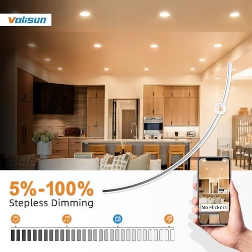 6 Pack 6" Dimmable Canless LED Recessed Lights, 5CCT Night Light, 1080LM, ETL Ce gallery
