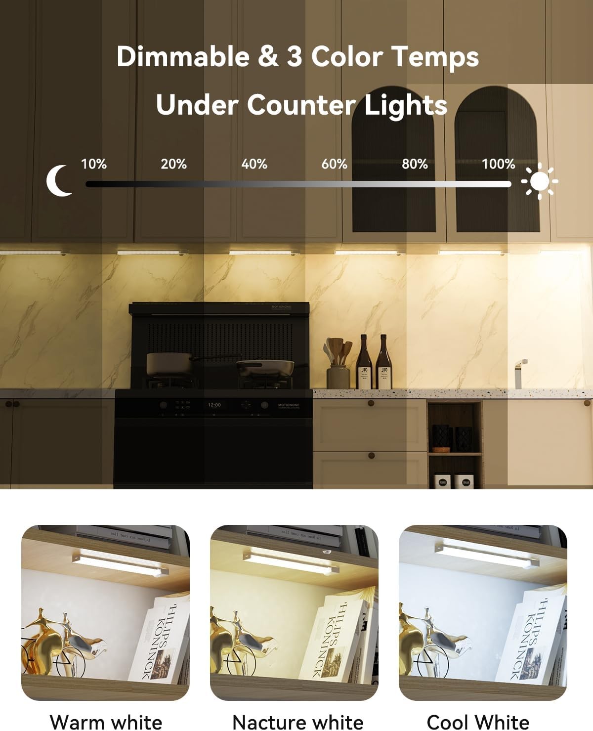 Under Cabinet Lighting 8 Inches Rechargeable Motion Sensor Light Indoor, 3 Packs gallery