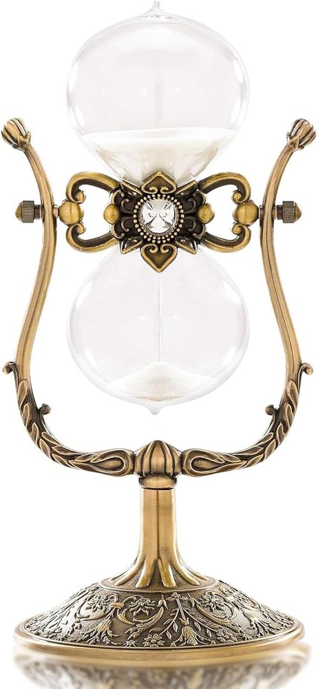 Hourglass Timer Sand Clock 60 Minutes, 360° Rotating Large 60 Min, White