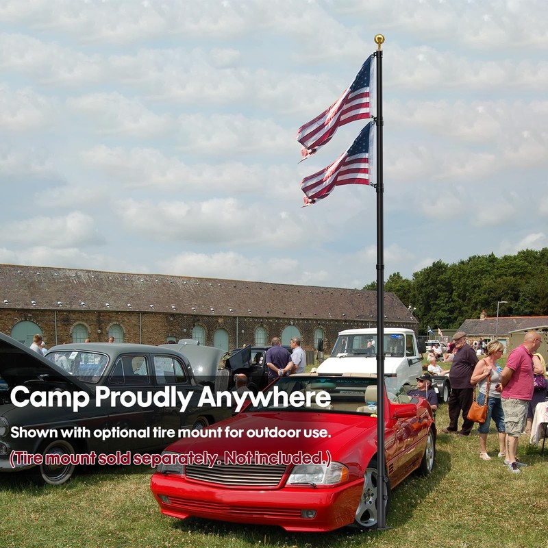25FT Telescoping HeavyDuty Flag Pole Inground Outdoor Complete Kit w/ USA Flag gallery