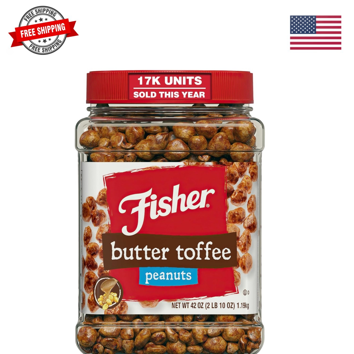 Snack Butter Toffee Peanuts, 42 Ounces Pack of 1, No Artificial Colors or Fla... gallery