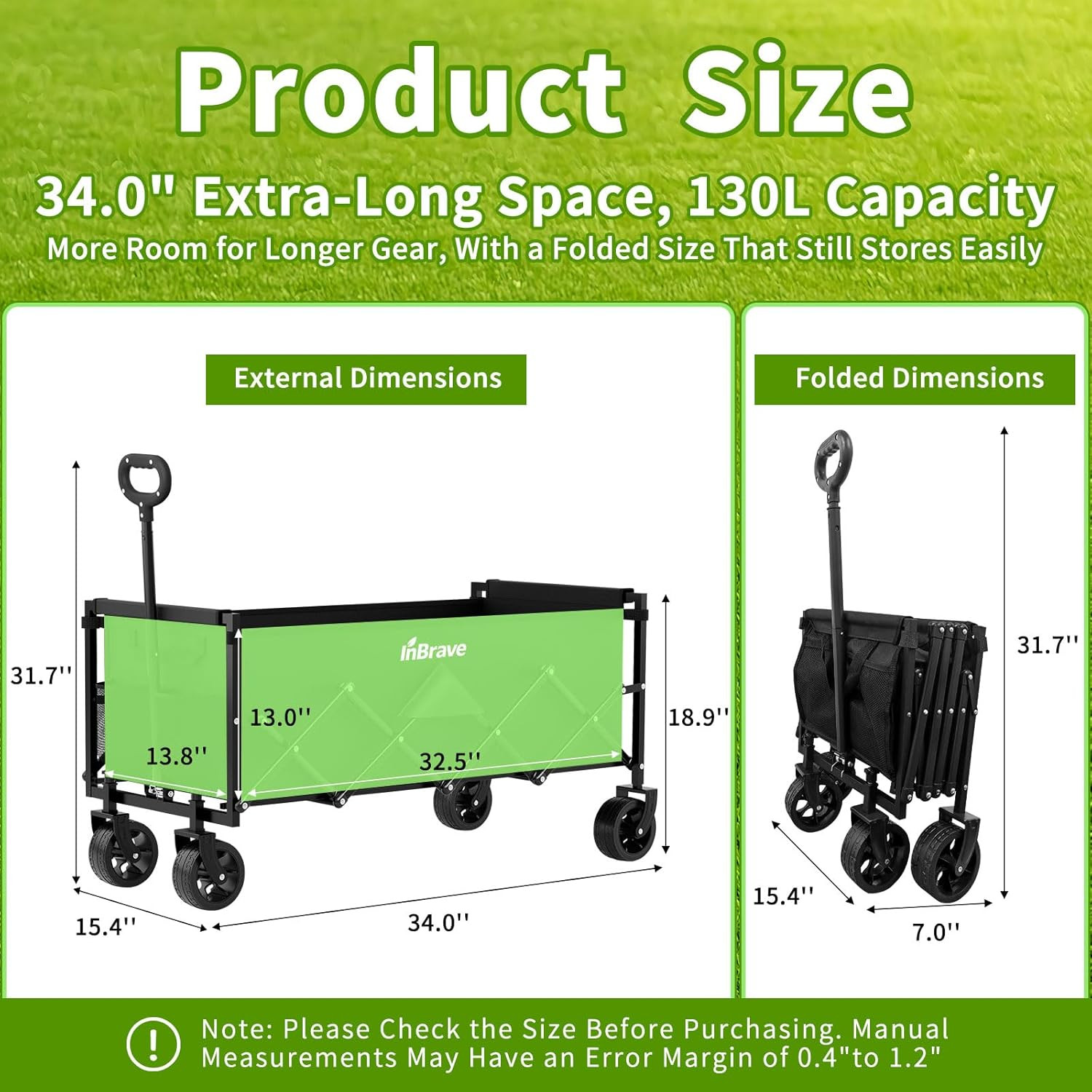 Extra Long Collapsible Wagon Cart, 480LBS Heavy Duty Utility Wagons with All-Ter gallery