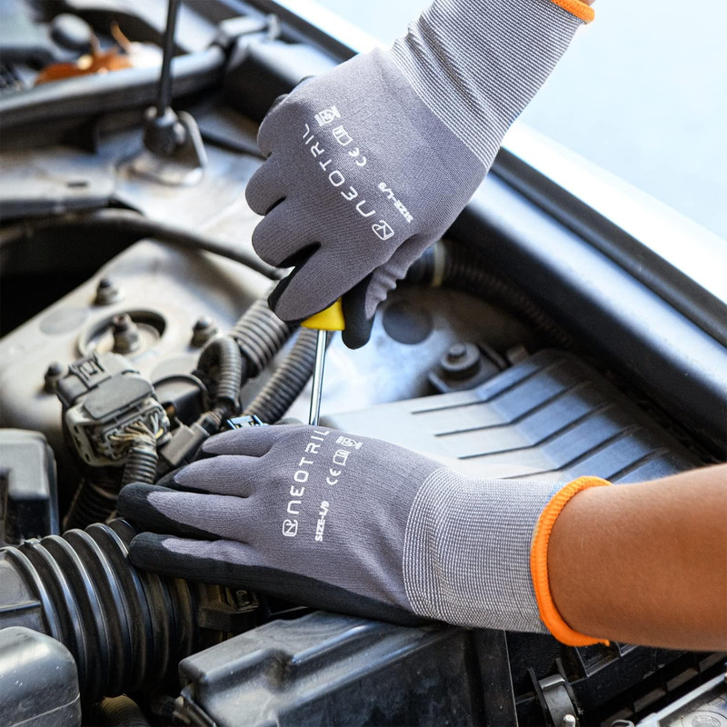 Safety Work Gloves Microfoam Nitrile Coated-3/6/12/36 Pairs,Breathable Nylon Wor gallery
