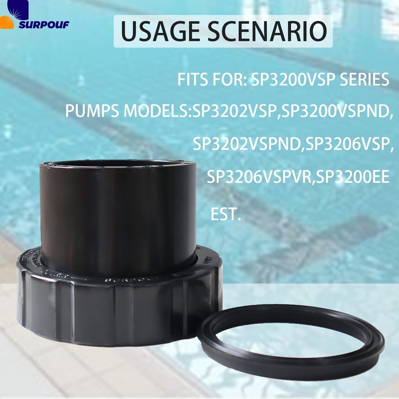 SURPOUF 2 Pack SPX3200UNKIT Compatible with Hayward Union Connector Black gallery