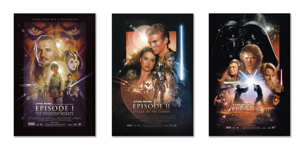 STAR WARS: EPISODE I, II & III - 3 PIECE MOVIE POSTER SET (REGULARS) (24 X 36") gallery