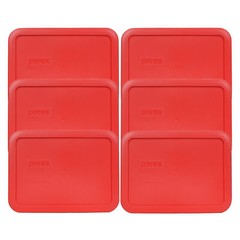 Pyrex 7210-PC Red Rectangle Plastic Storage Replacement Lid Cover (6-Pack)