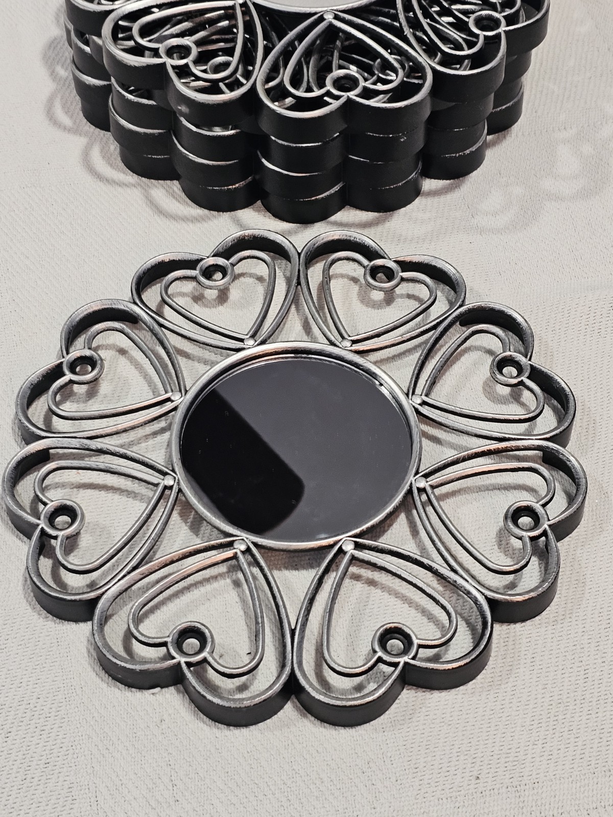 Round Mirror, Hearts Around The Mirror, Plastic, Wall Hanging, Great Shape gallery
