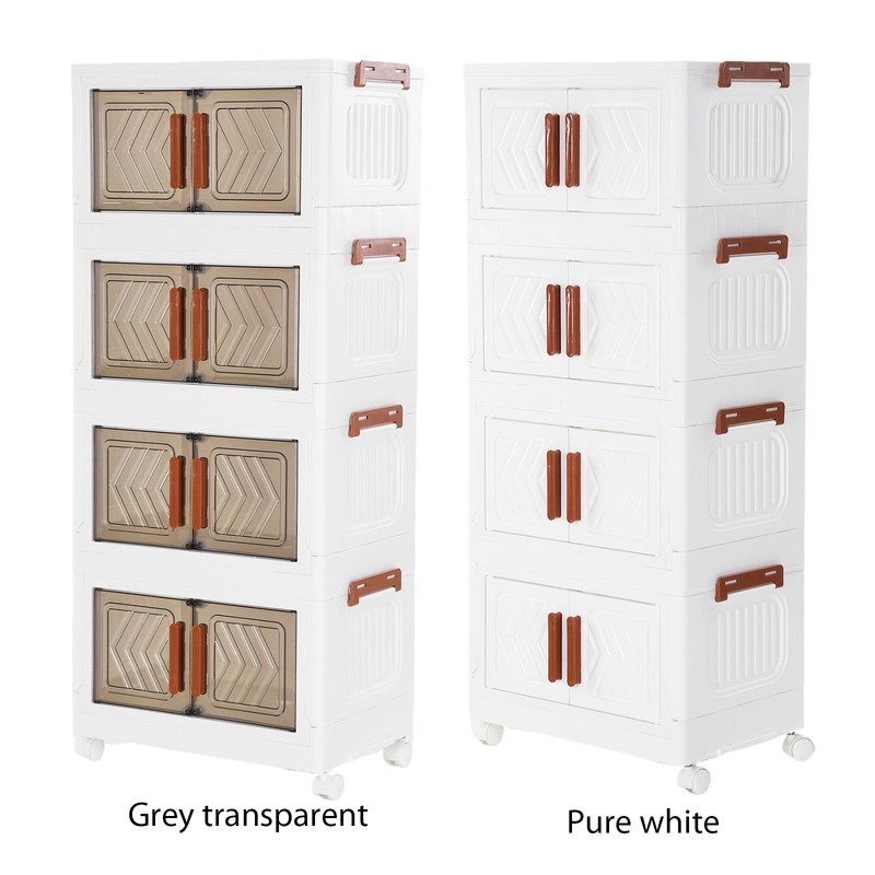 4 Tier Stackable Storage Bins with Lids Doors Wheels Storage Drawer gallery