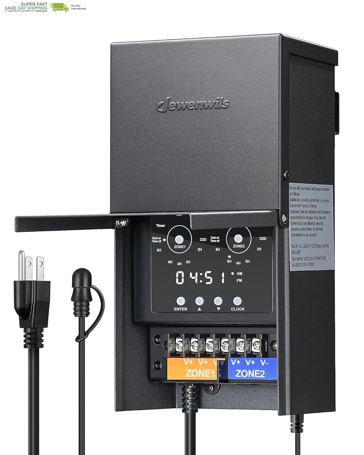 300W Low Voltage Landscape Transformer with 2 Zones, 120V AC to 12V DC, Low Volt gallery