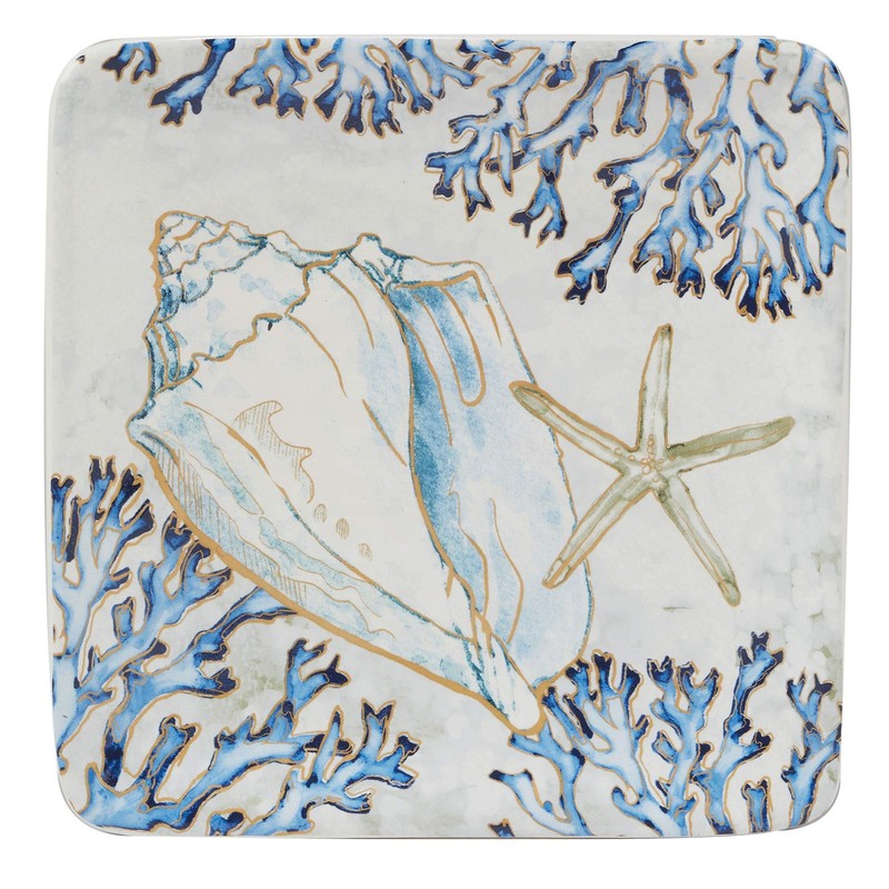 Certified International Playa Shells 6" Canape/Dessert Plates, Gold, Set of 4 gallery