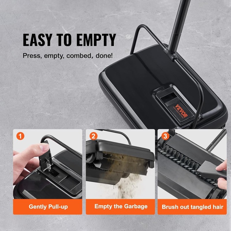 Compact Manual Carpet Sweeper for Pets - 180-Degree Rotation & Easy Cleaning gallery