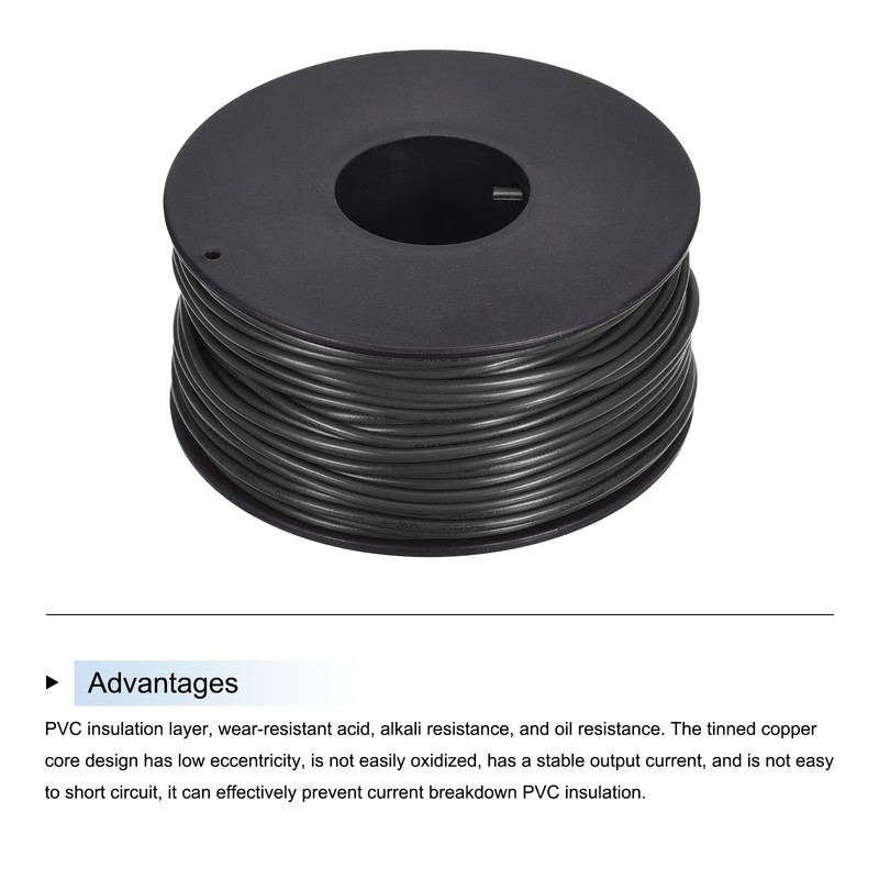 22AWG Stranded Wire Hookup 30M/100ft Black Electrical Wire UL1007 Spool gallery