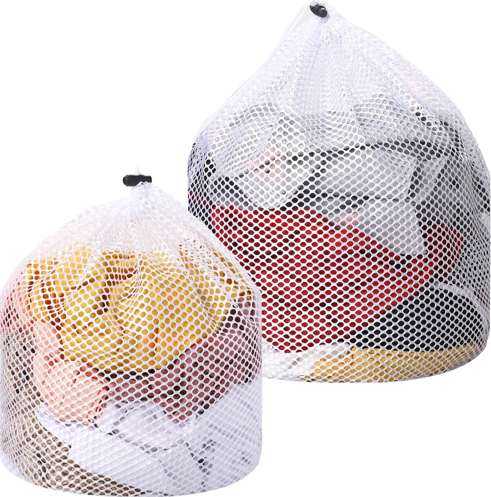 2 Pack Mesh Laundry Bags Drawstring Washing Bags for Clothes Travel Wash Net