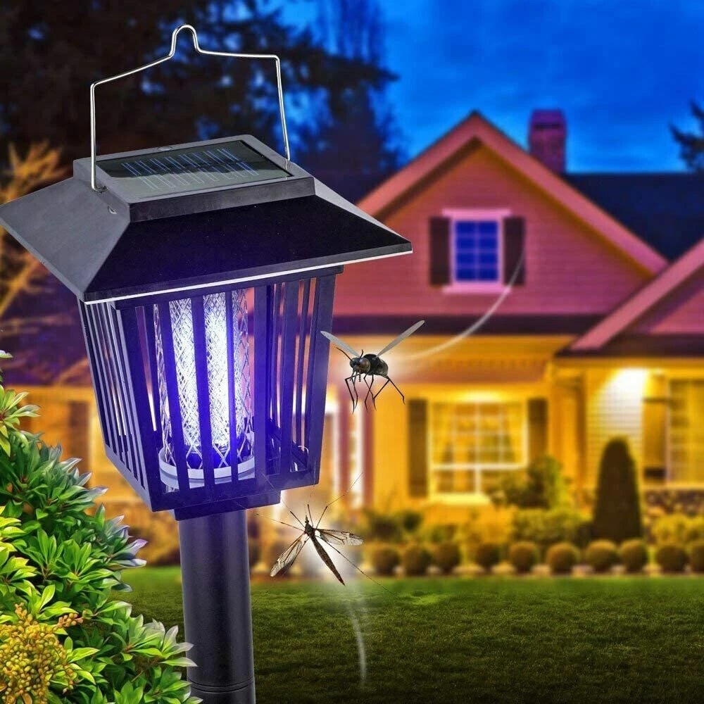 Outdoor Mosquito Fly Bug Insect Zapper Killer Trap Solar Powered Lamp Light NEW gallery