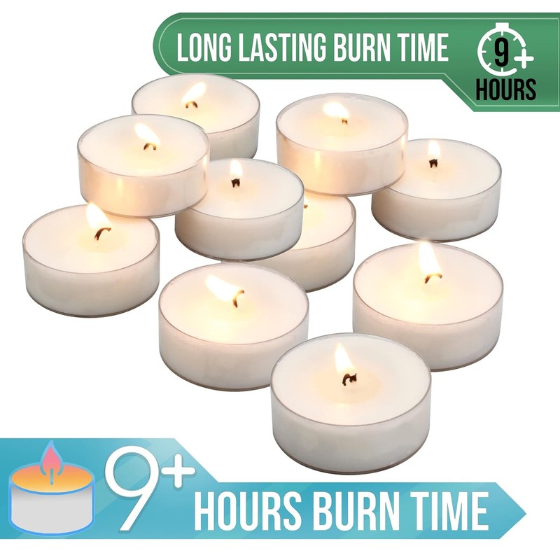 Stonebriar 20 Count Unscented Mega Oversized Clear Cup White Tea Light Candles w gallery