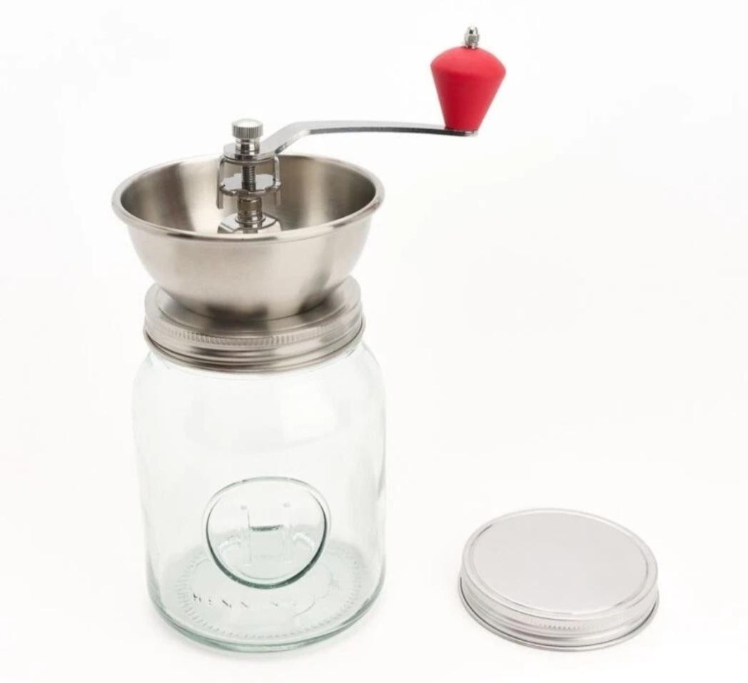 Manual Coffee Bean Grinder with Ceramic Conical Burr, 32 Oz Glass Jar & Lid. gallery