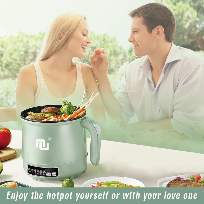 Smart Mini Hot Pot with Timer and Automatic Shut Off 1.2L Portable, Green gallery