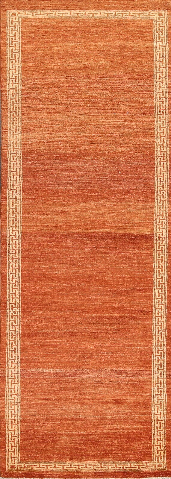 Bordered Gabbeh Kashkoli Oriental ORANGE Runner Rug Hand-knotted 2' 8" x 8' 11" gallery