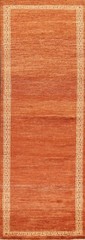 Bordered Gabbeh Kashkoli Oriental ORANGE Runner Rug Hand-knotted 2′ 8″ x 8′ 11″
