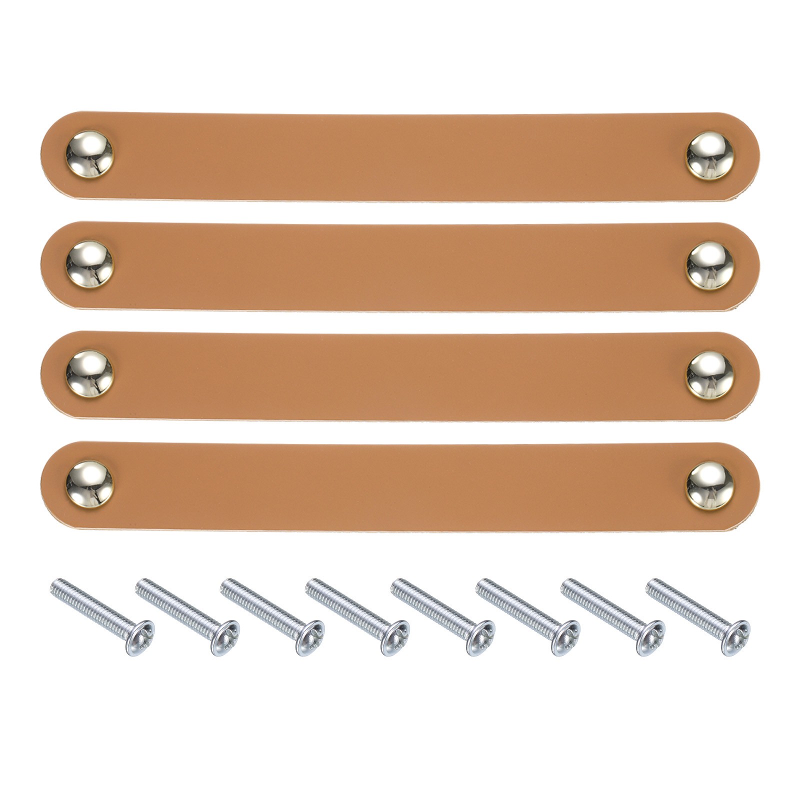 4Pcs Leather Drawer Pulls for Kitchen Bedroom Dresser Cupboard Light Orange gallery