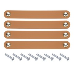 4Pcs Leather Drawer Pulls for Kitchen Bedroom Dresser Cupboard Light Orange