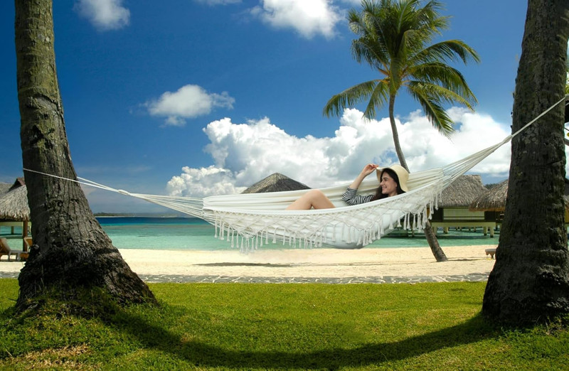 Double Boho Macrame Hammock Cotton Canvas Portable Replacement Hammock 440Lbs Lo gallery