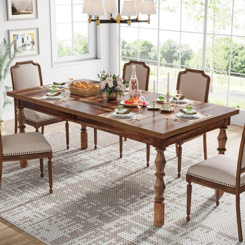 62.2'' Modern Dining Table Large Rectangular Wooden Kitchen Table for 4-6 People gallery