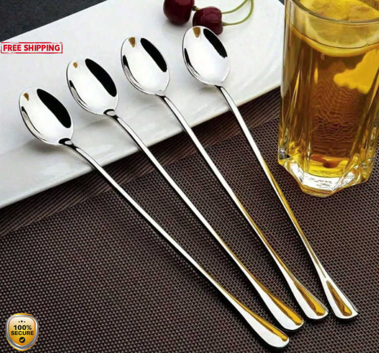 6pcs Long Handle Coffee & Ice Cream Spoons - Stainless Steel Stirring Scoop gallery