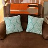 Pier 1 Decorative Throw Pillows 18 X 18 Teal & White Geometric Set of 2 gallery