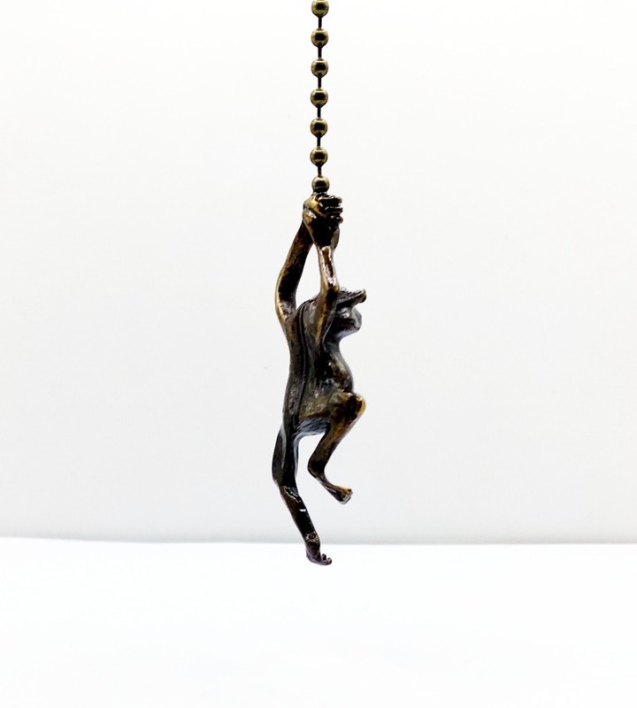 Lamp Parts-Socket/Fan Pull Chain-HANGING FROG-Antq. Brass Finish-15" Chain gallery