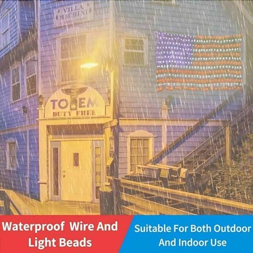 American Flag String Lights,Waterproof 420Led Flag Net Light 6.5 FT x 3.28 FT gallery