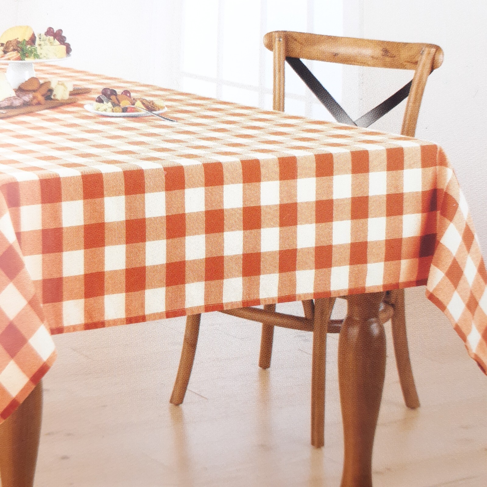 Fall Fabric Tablecloth 60x120 Harvest Gingham Plaid Orange gallery