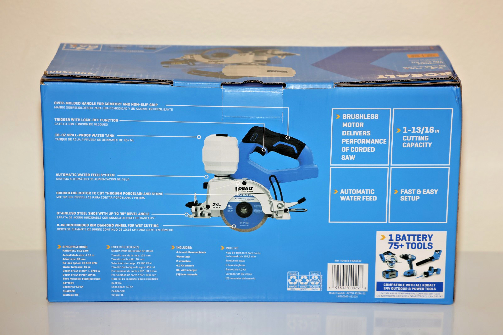 Kobalt 24V 4-in -Blade Cordless Handheld Tile Saw + 4Ah Battery & 80w Charger gallery
