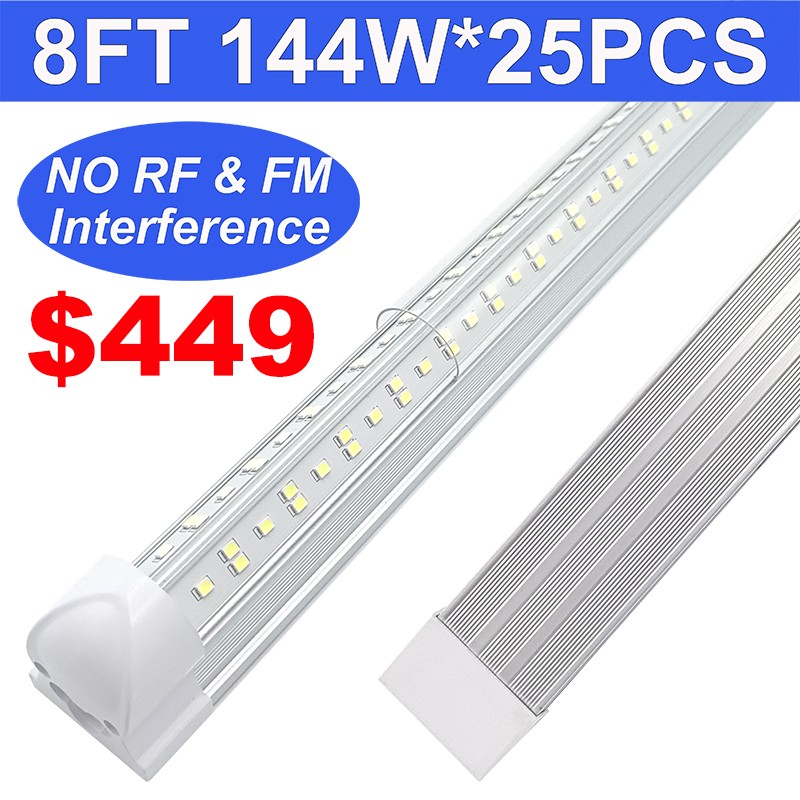 25 Pack 144W T8 Integrated 8Ft Led Light No RF FM Interference Good for Garage gallery
