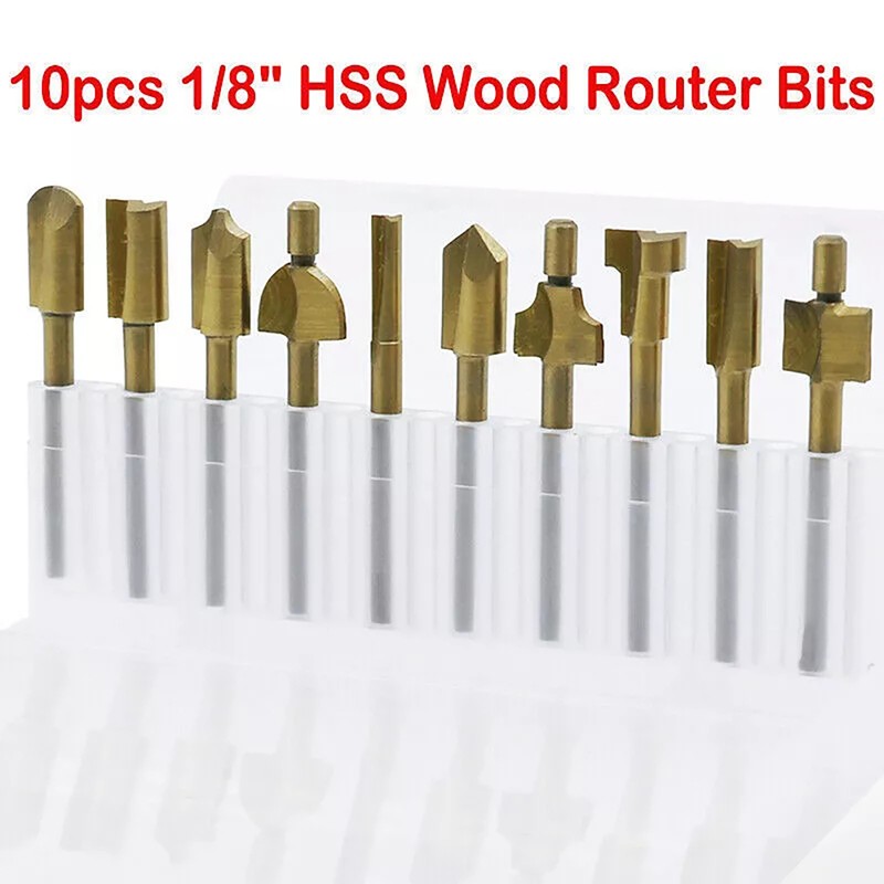 3MM Titanium Mini Hss Router Bits Trimmer Shank For Dremel Rotary Tool 10Pcs gallery