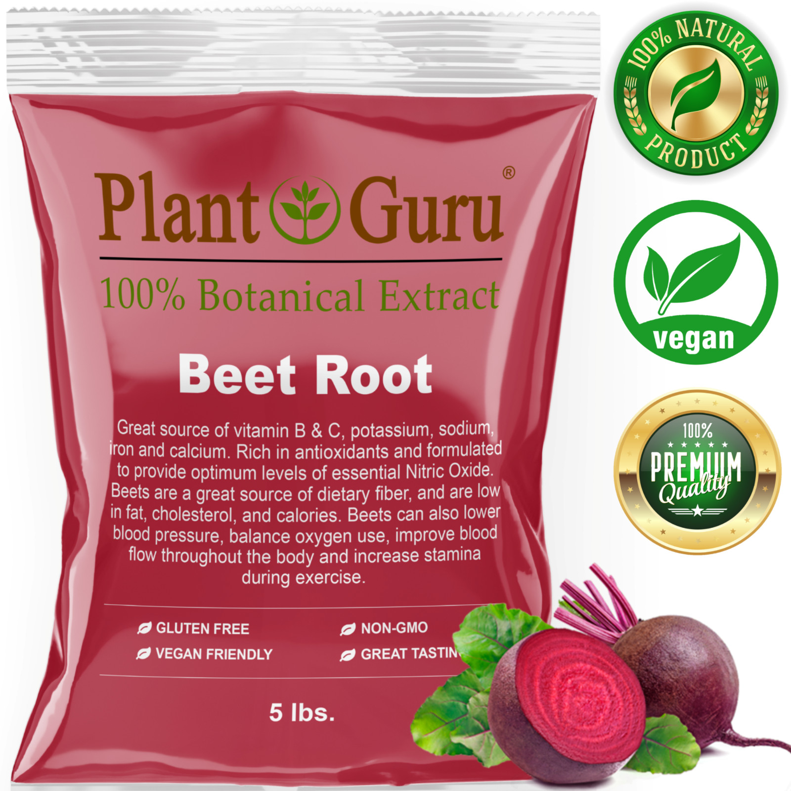 Red Beet Root Powder 5 lbs. Bulk Beta Vulgaris Nitric Oxide Extract Super Food gallery
